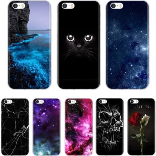 Cute Cat Rose Soft TPU Case For iPhone 5S Coque Case For iphone 5 5s SE Silicone Phone Cover Funda coque etui bumper paiting