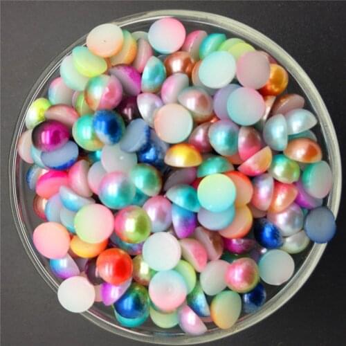 New 200PCS 5mm Multi-color Half Pearl Bead Flatback Scrapbook Wedding DIY Button R16