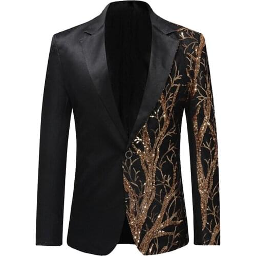 2021 British new summer mens singer suit, color matching sequins long-sleeved emcee host casual suit/ mens blazer jacket