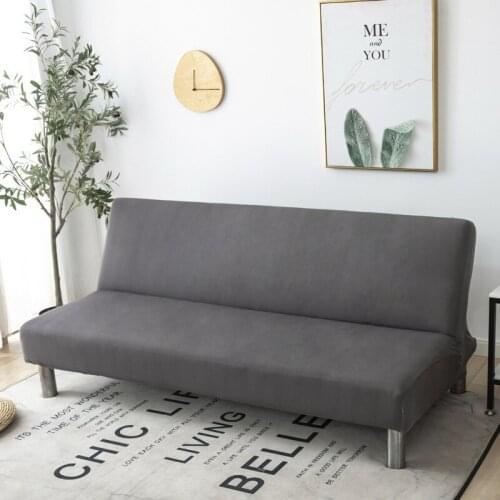 Solid Color Without Armrest Sofa Bed Cover Elastic Stretch Foldding Couch Covers Removable Washable Slipcover Living Home Hotel