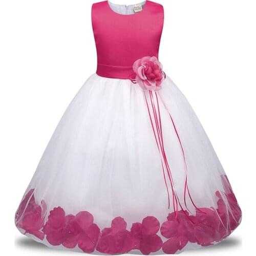 Formal Girls Evening Dress Pink Lace Princess Tutu Dresses Kids Birthday Voile Ball Gown Flower Toddler Girl Party Clothes