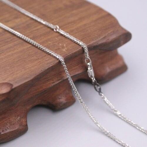 Real Platinum 950 Necklace Womens Female 1.5mm Wheat Chain 18inch Neckalce Jewellery Gift