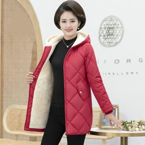 Womens winter coat new mothers clothing plus velvet cotton middle-aged cotton padded jacket temperament womens clothing