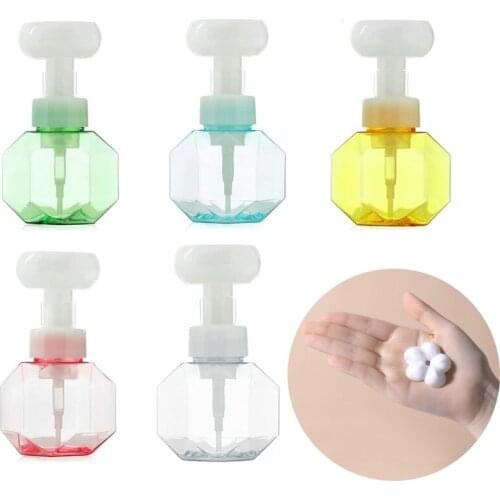 300ml Liquid Soap Dispenser Flower Shape Foam Foaming Pump Empty Bottle Plastic Clear Bottle Shower Gel Foam Pump Bottle