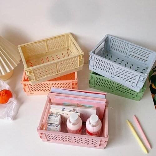Plastic Collapsible Crate Folding Storage Basket Stackable Container Organizing Bins For Storage Home Office Kitchen Bathroom