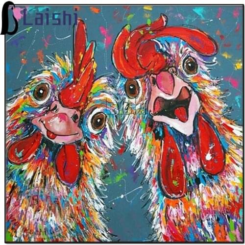 Full round drill Diamond Embroidery Color rooster animal Picture Diamond Painting Mosaic Full Square DIY Cross Stitch Wall Art