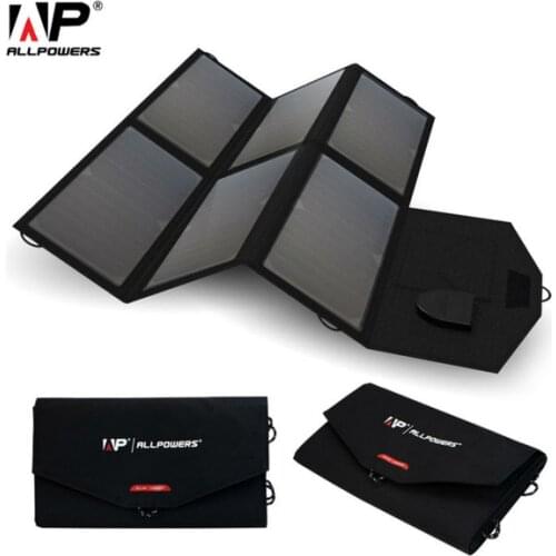 ALLPOWERS Portable Solar Panel Solar Battery 5V 12V 18V 36W Multi Use for iPhone xiaomi iPad 12V Car Battery 18~19V Laptops etc