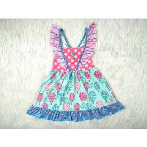 Dropshipping hot-air balloon baby girls dress cute dotted flying sleeve boutique kids childrens wholesale/retail vestido gxj