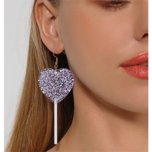 Cute Round Heart Star Lollipop Pendant Earrings For Women Girls Fashion Transparent Geometric Dangle Ear Jewelry Party Gifts