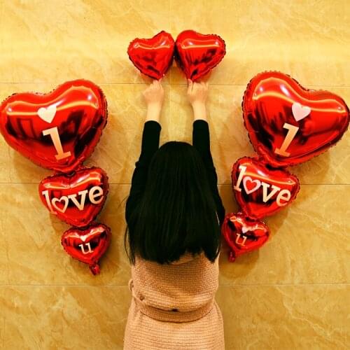 Ynaayu String of Love Heart Foil Balloon I love you Married Aluminum Balloon For Wedding Valentines Birthday Party Decoration