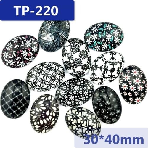 ZEROUP 30*40mm oval glass cabochon pictures mixed pattern fit base setting for jewelry embellishment flatback 10pcs/lot