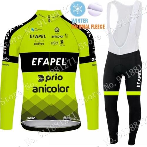 Winter Efapel 2021 Team Cycling Jersey Set Winter Blue Clothing Long Sleeve MTB Bike Road Pants Bib Maillot Culotte Ropa