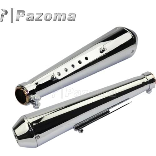 1 Pair 35mm 38mm 41mm Exhaust Mufflers For Cafe Racer Bobber Chopper Silver Reverse Cone Megaphone Exhaust Mufflers Pipe