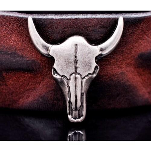 10pcs Antique Silver Western Cowboy Texas Bull Buffalo Longhorn Head Skull Leathercraft Saddle Conchos Western Decor Screwback