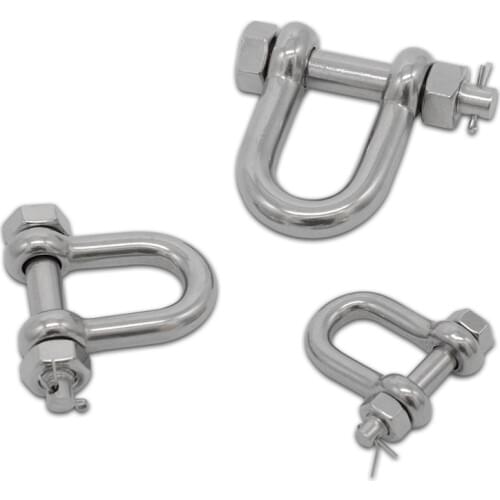 10PCS/LOT 304 Stainless steel M8 Heavy Duty DEE Shackle With Nut & Safty Pin Steel Buckle Bolt Anchor Safty DEE Shackle