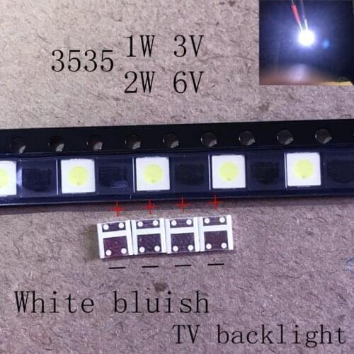 200pcs 2W 6V 3535 TV Backlight LED SMD Diode Cool White LCD TV Backlight TV Backlight Diode Light Repair Application 1W 3V