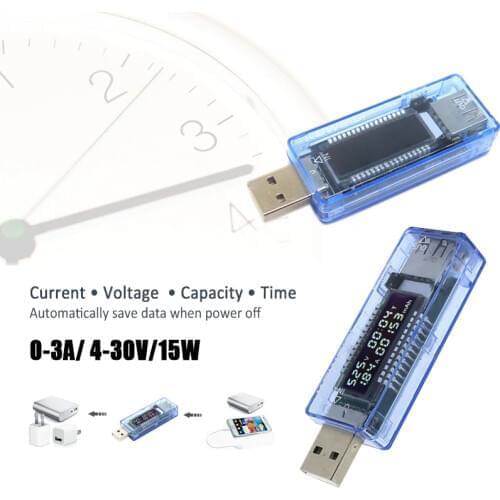 4in1 USB Tester Current Voltage Charger Capacity Tester Time Display Current Meter Voltmeter Ammeter Detector Power Bank Tester