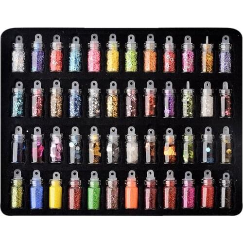 48bottles/set Colorful Nail Glitter Sequins Symphony Sparks Nail Patch Phototherapy DIY Dotted Decorations