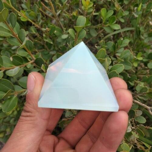 48mm Natural Blue Chalcedony Quartz Crystal Pyramid Healing Turkey