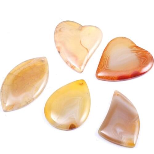 5pcs/lot Charms Natural Yellow Striped Agates Pendant Reiki Healing Natural Stone Pendant for Making DIY Jewelry Necklce Gift