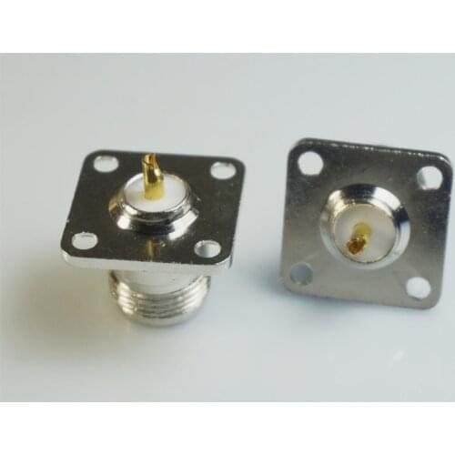 5 pcs N Female Connector Chassis mount socket Jack flange 4 holes gold plated centre pin heat resistance for cable RG213