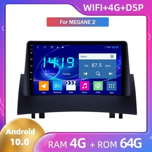 4G+64G for Renault Megane 2 Android Car Multimedia GPS Navigator Built-in CarPlay Android 10 Auto Head Unit Multimedia Player