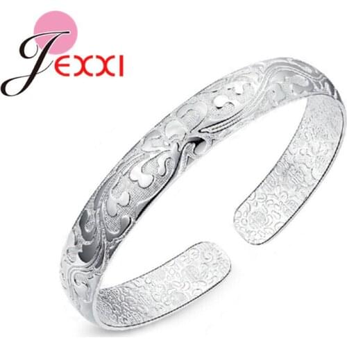 Free Shipping Hot Sale 925 Sterling Silver Flower Printing Bracelets Bangles Friendship Bangles Newest Style