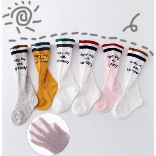 0-3 Years Old Baby Socks for Kids Summer Mesh Thin Color Striped Childrens Sock British Style High-tube Socks for Newborns
