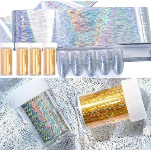 100x4cm Holographic Nail Art Foil Stripe Line Transfer foil, film, for nail art or craft - silver gold holo laser starry foil