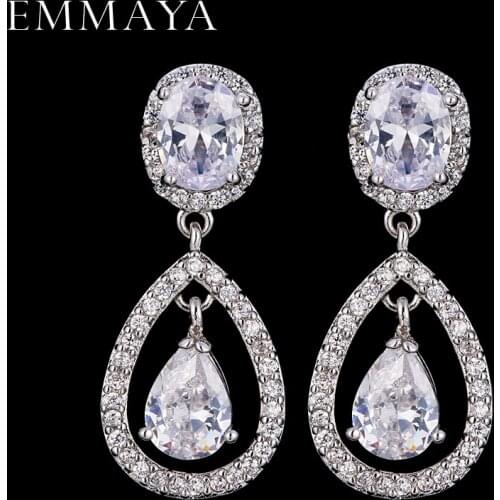 EMMAYA Classic Gold Color CZ Cubic Zirconia Dangle Drop Earrings Fashion Jewelry for Women Gift