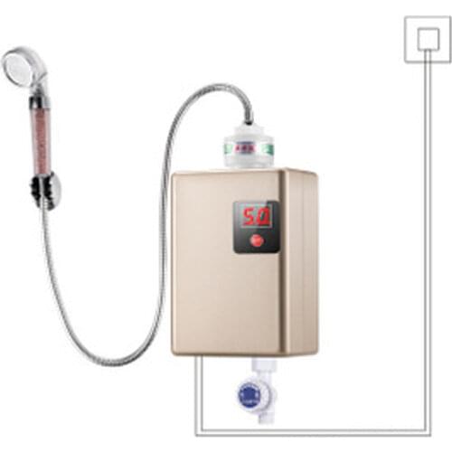 DMWD MINI Instant Tankless Electric Hot Water Heater Temperature Display Instantaneous Heating Watering Shower Bathroom Kitchen