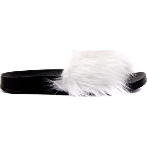 Moxee-White Plush Women Slippers