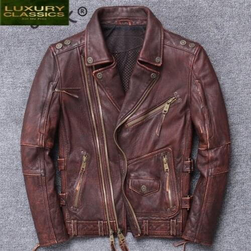 Autumn 100% Real Spring Cow Leather Jacket Men Winter Clothes 2021 Natural Streetwear Moto Biker Genuine Leather Coat 008