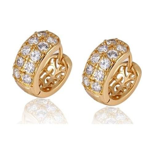 MxGxFam 2017 News Fashion Hoop Earrings Stone (18 yellow Gold color) for Lead and Nickel Free