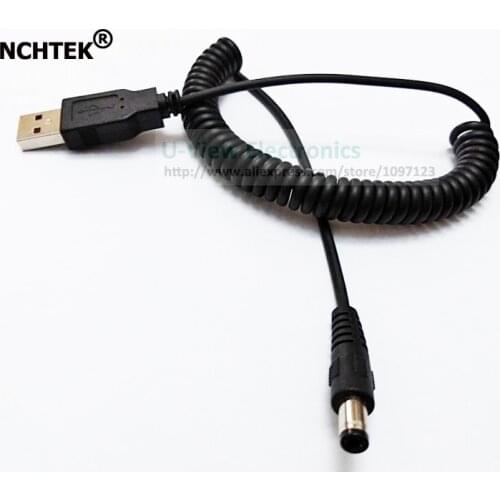 NCHTEK Straight DC 5.5x2.5MM Male to USB 2.0 A Male Plug Spring Coiled Power Extension Cable/Free DHL Shipping/100PCS