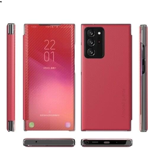 2021 new carbon fiber luxury flip smart Mirror phone case For Samsung Galaxy A12 M12 A32 A22 5G A52 A72 A21S A50 S11 A42 Cover