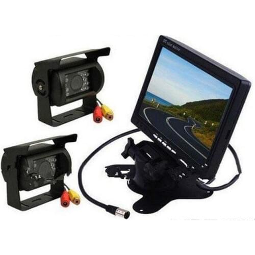 Newest Car Rear View Kit 2xIR Reverse Camera+7" LCD Monitor Car Camera Reversing Camera Free Shipping