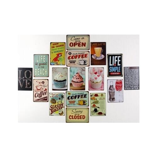 20 pcs New Arrive Cake Dessert CAFE BAR Kitchen TIN SIGN Wall Metal Painting Vintage Retro Poster Home Decor Art Wall Decoration