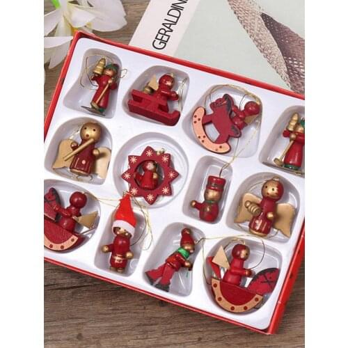 New Year Christmas Tree Hanging Christmas Wooden Ornaments Miniature Ornaments For Home Mall Decor Wholesale