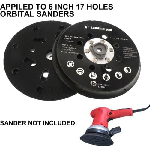 Sanding Pad 6 Inch 150mm 17 Holes 5/16”-24 Thread Backing Plate Hook Loop Velcro Abrasive Power Tools for Dual Action Polisher