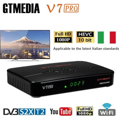 GTMEDIA V7 Pro DVB S2X/T2 Satellite Terrestrial Receiver H.265 HEVC10 bit Decoder Albertis Tivusat CA card Set top box Hot in IT