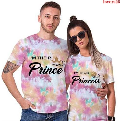 Tie Dye 3d Tshirt Her King His Queen Letter Print Couple T Shirt Lovers Short Sleeve O Neck Tshirt Women Man Fashion Shirt Tops