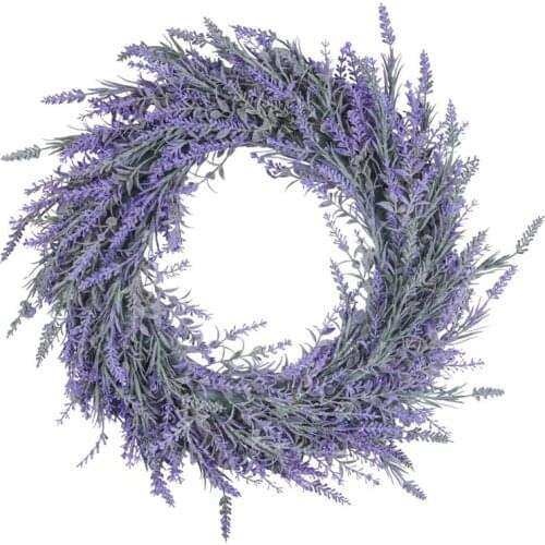 SHGO HOT-Lavender Wreath for Front Door Artificial for All Seasons Indoor Outdoor Floral Wreath for Wedding Party Home Wall Deco