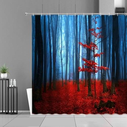 Mangrove Forests Shower Curtain Dense Fog Forest Landscape Bathroom Decor Cloth Curtains With Hooks Waterproof Bathtub Partition
