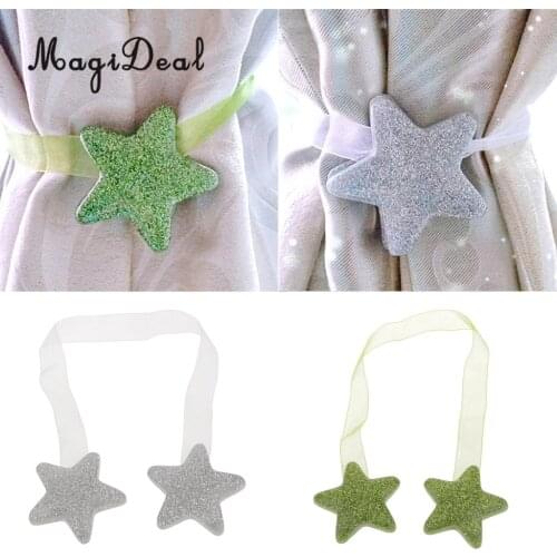 MagiDeal Window Curtain Tie Back Tiebacks Buckle Handsfree Drapery Holdbacks Broach Clips Green Star