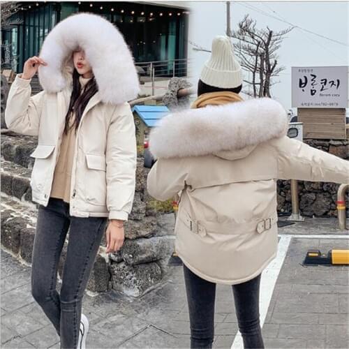 New Winter Jacket Women Short Parkas mujer 2019 Female Down Jacket Hooded Large Fur Collar Winter Coats Slim Winter Coats Q954