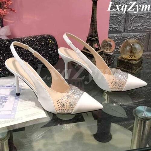 Runway Sexy Thin Heels Designer Ladies Party Pumps Pointed Toe Slingbacks Women 2021 New Show Pumps Party Shoes Wedding Shoes