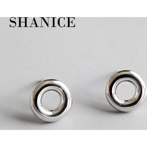 SHANICE Simple Mini Genuine Pearl 925 Sterling Silver Stud Earrings For Women Geometric Round Sweet Donut Fine Jewelry Gift