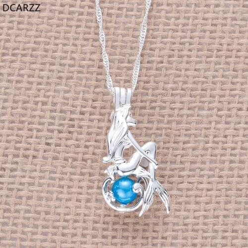 Little Mermaid Pearl Cage Pendant Pearls Locket Charm Statement Necklace for Women Ocean Jewellry Fairy Tale Jewelry Wholesale