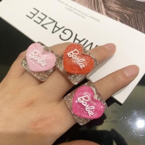 ZiccoWong New 2021 Korean Charms Heart Letter Rings for Women Girls Vintage Big DIY Resin Rings Friendship Gifts Party Jewelry